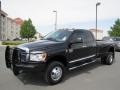 2009 Brilliant Black Crystal Pearl Dodge Ram 3500 Laramie Quad Cab 4x4 Dually  photo #3