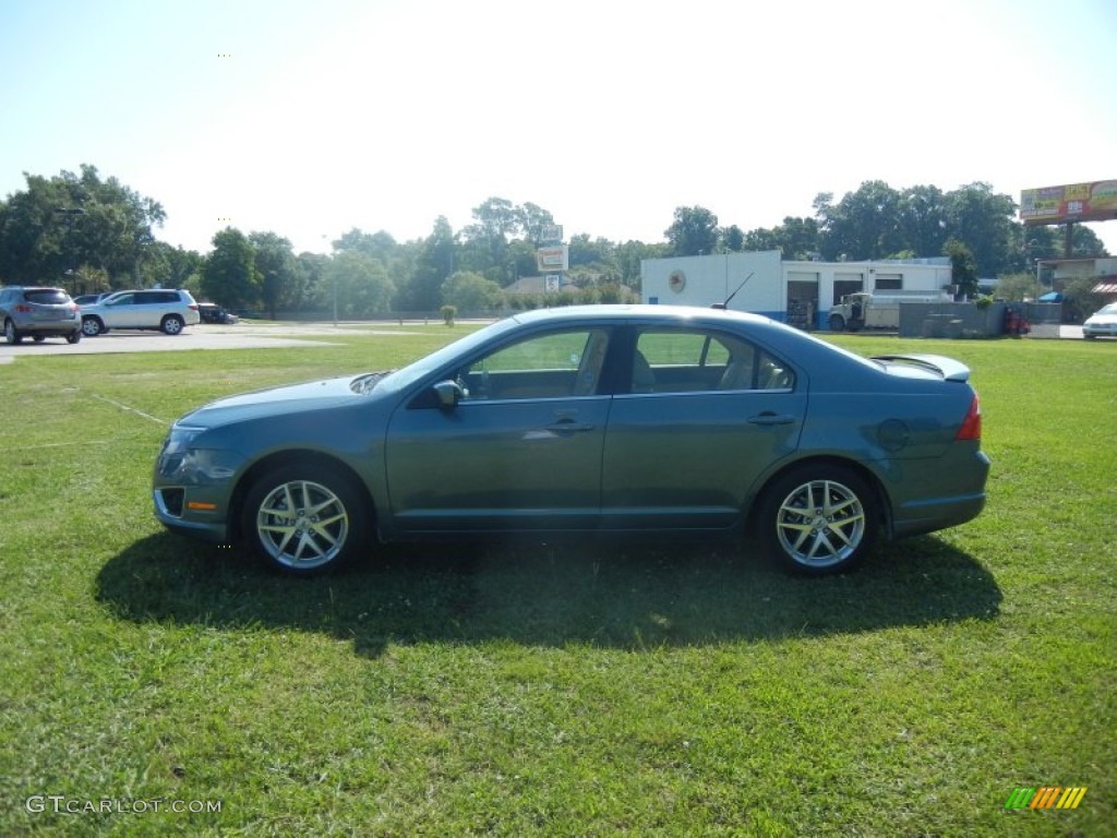 2011 Fusion SEL V6 - Steel Blue Metallic / Camel photo #5