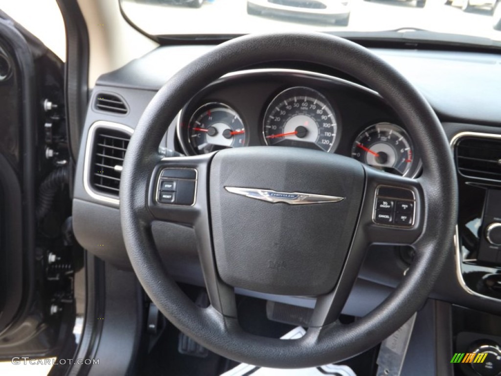 2012 Chrysler 200 LX Sedan Black/Light Frost Steering Wheel Photo #65333535
