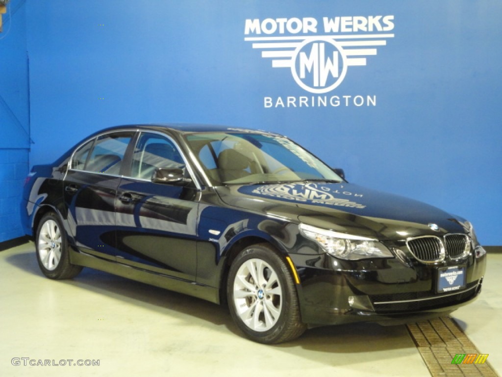 2009 5 Series 535xi Sedan - Black Sapphire Metallic / Black Dakota Leather photo #1