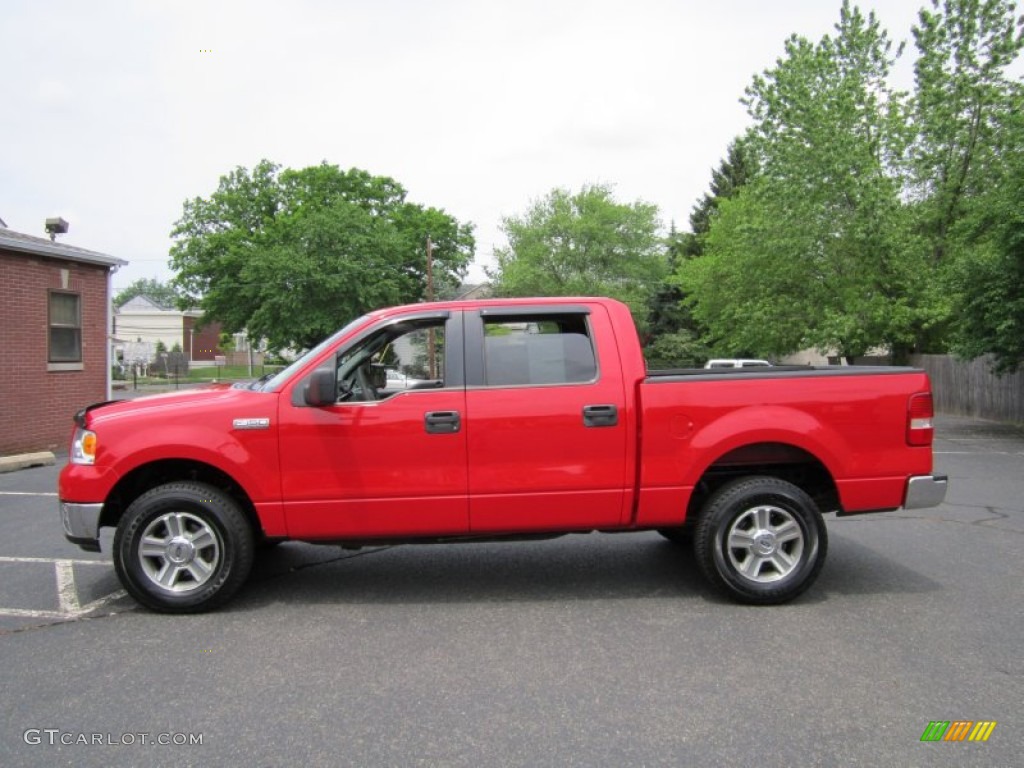 2005 F150 XLT SuperCrew 4x4 - Bright Red / Medium Flint Grey photo #3