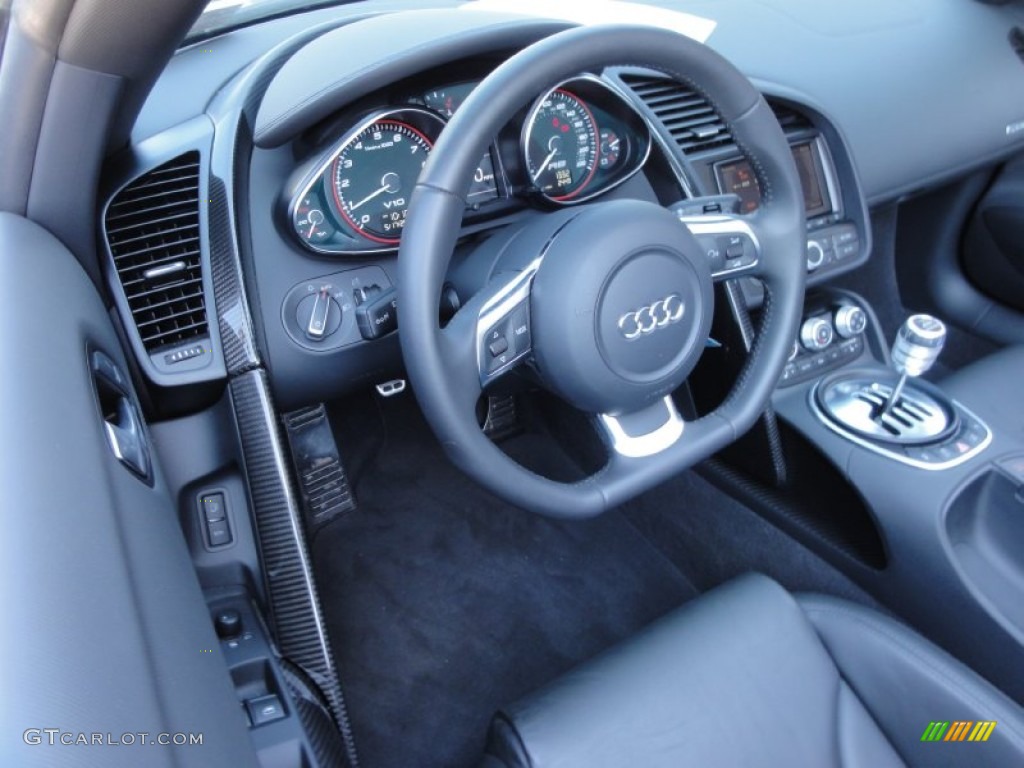 2011 Audi R8 Spyder 5.2 FSI quattro Black Fine Nappa Leather Steering Wheel Photo #65342373