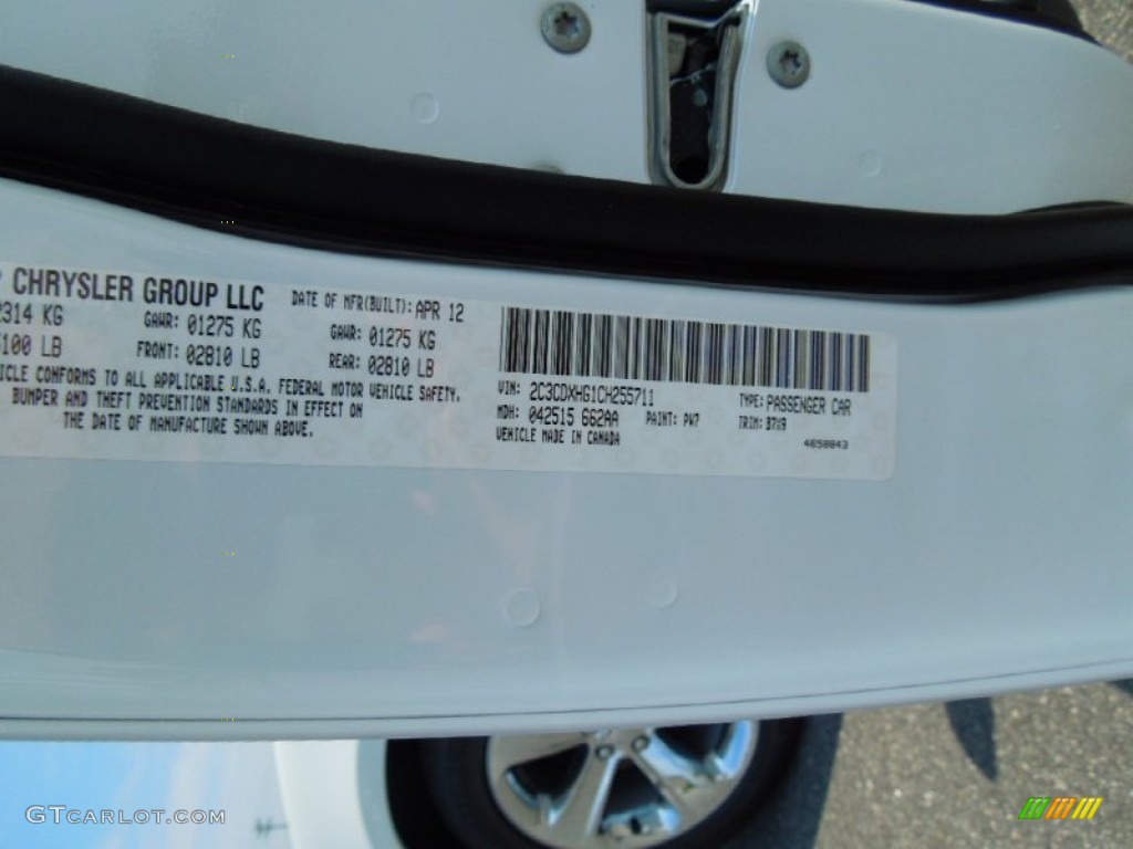 2012 Charger SXT - Bright White / Black photo #4