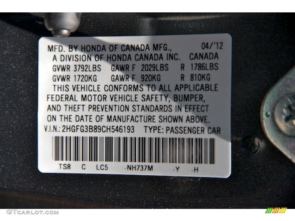 2012 Civic EX Coupe - Polished Metal Metallic / Gray photo #16