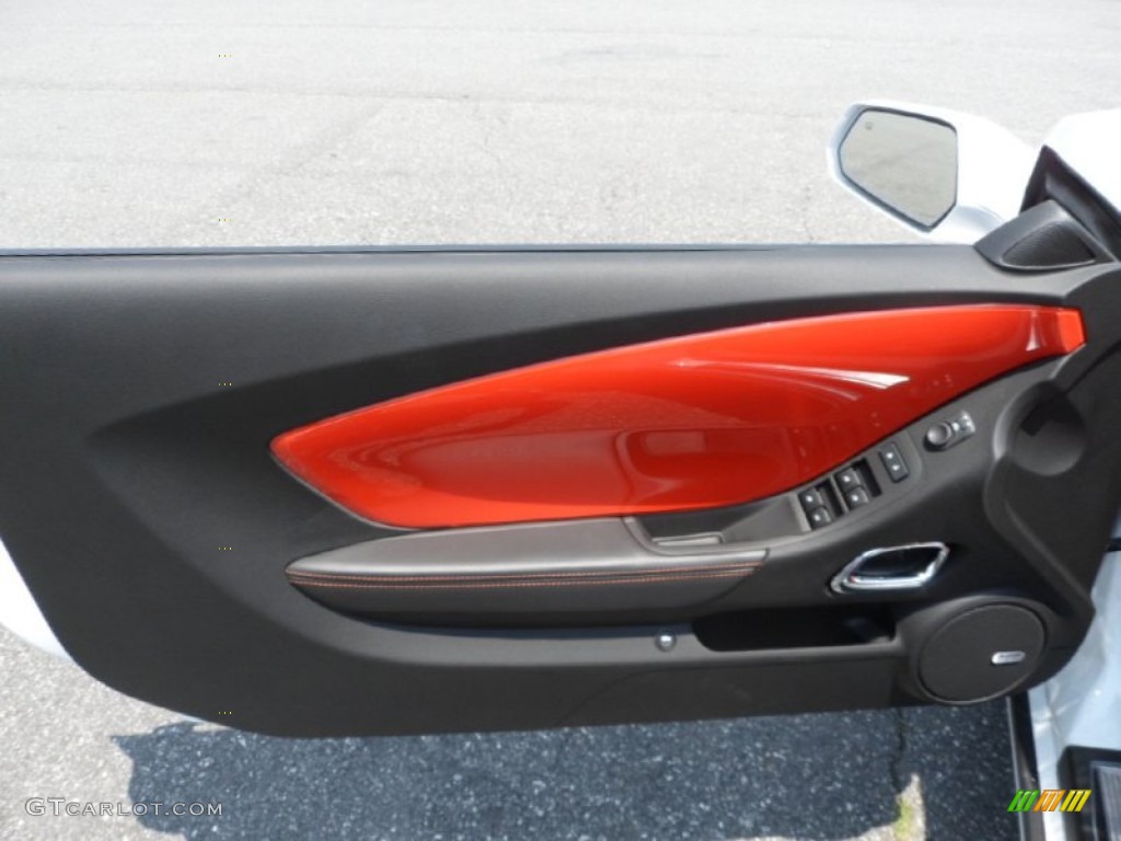 2012 Chevrolet Camaro SS/RS Convertible Inferno Orange/Black Door Panel Photo #65364657