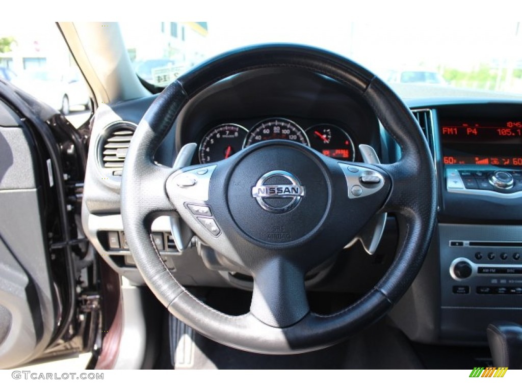 2010 Nissan Maxima 3.5 SV Charcoal Steering Wheel Photo #65366142