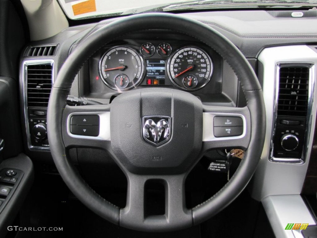 2011 Dodge Ram 1500 Laramie Crew Cab 4x4 Dark Slate Gray Steering Wheel Photo #65374716