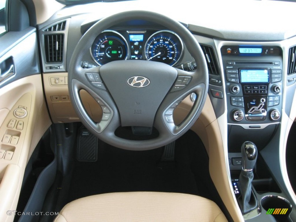 2012 Sonata Hybrid - Porcelain White Pearl / Camel photo #23