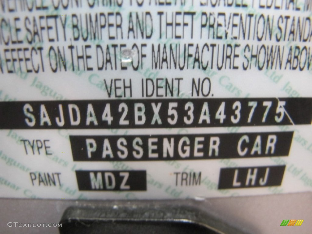 2005 XK Color Code MDZ for Platinum Silver Metallic Photo #65393323