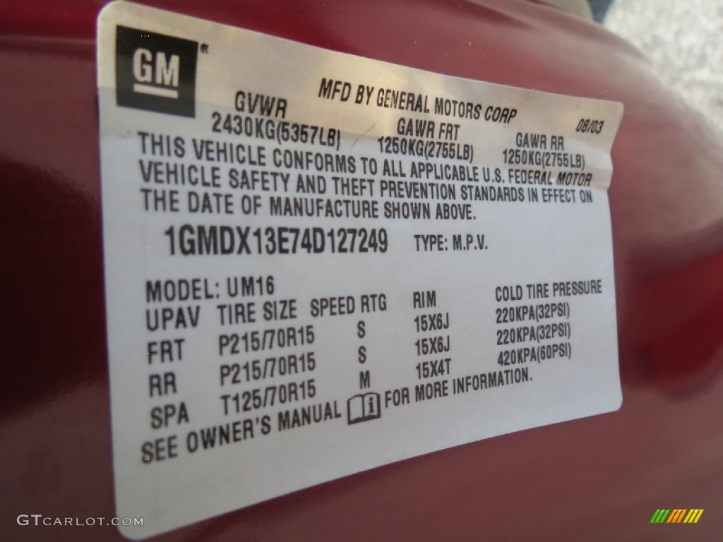2004 Montana MontanaVision - Sport Red Metallic / Taupe photo #23