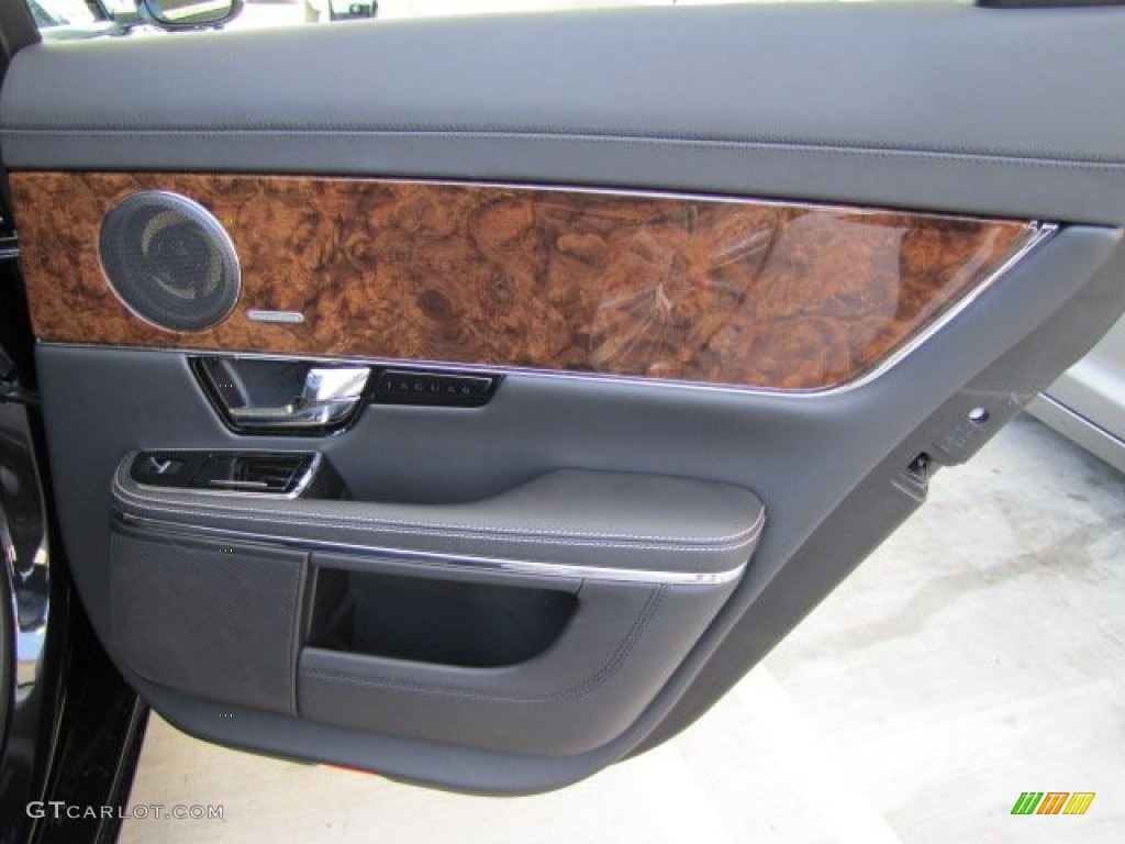 2012 Jaguar XJ XJ Supercharged Jet/Ivory Door Panel Photo #65409248