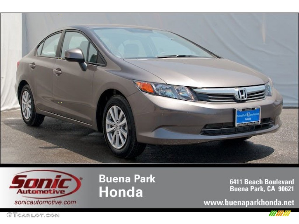 2012 Civic EX Sedan - Urban Titanium Metallic / Beige photo #1