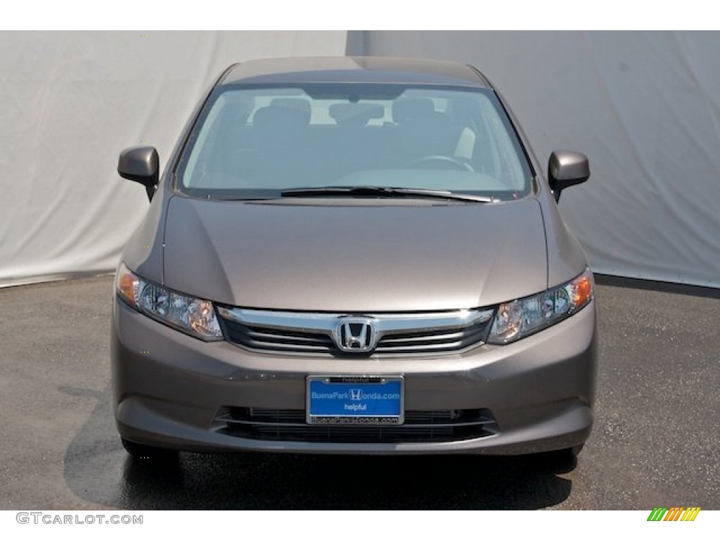 2012 Civic EX Sedan - Urban Titanium Metallic / Beige photo #2