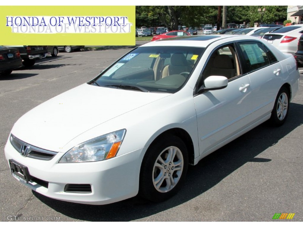 2007 Accord EX Sedan - Taffeta White / Ivory photo #1