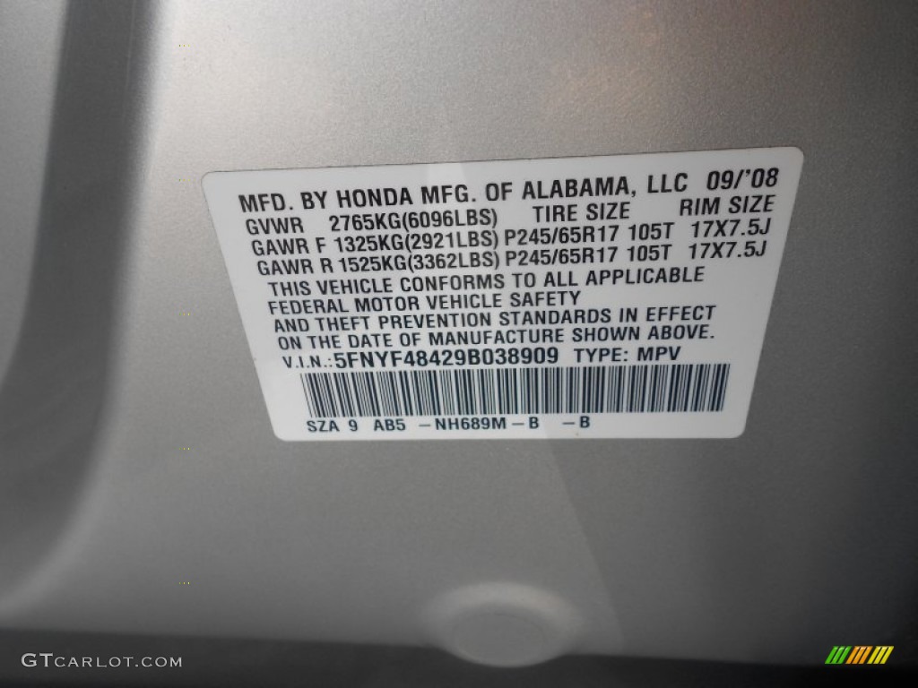 2009 Pilot EX 4WD - Sterling Gray Metallic / Gray photo #20