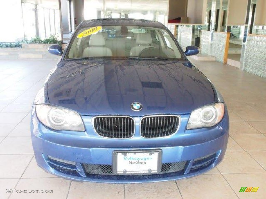 2009 1 Series 128i Coupe - Montego Blue Metallic / Taupe photo #8