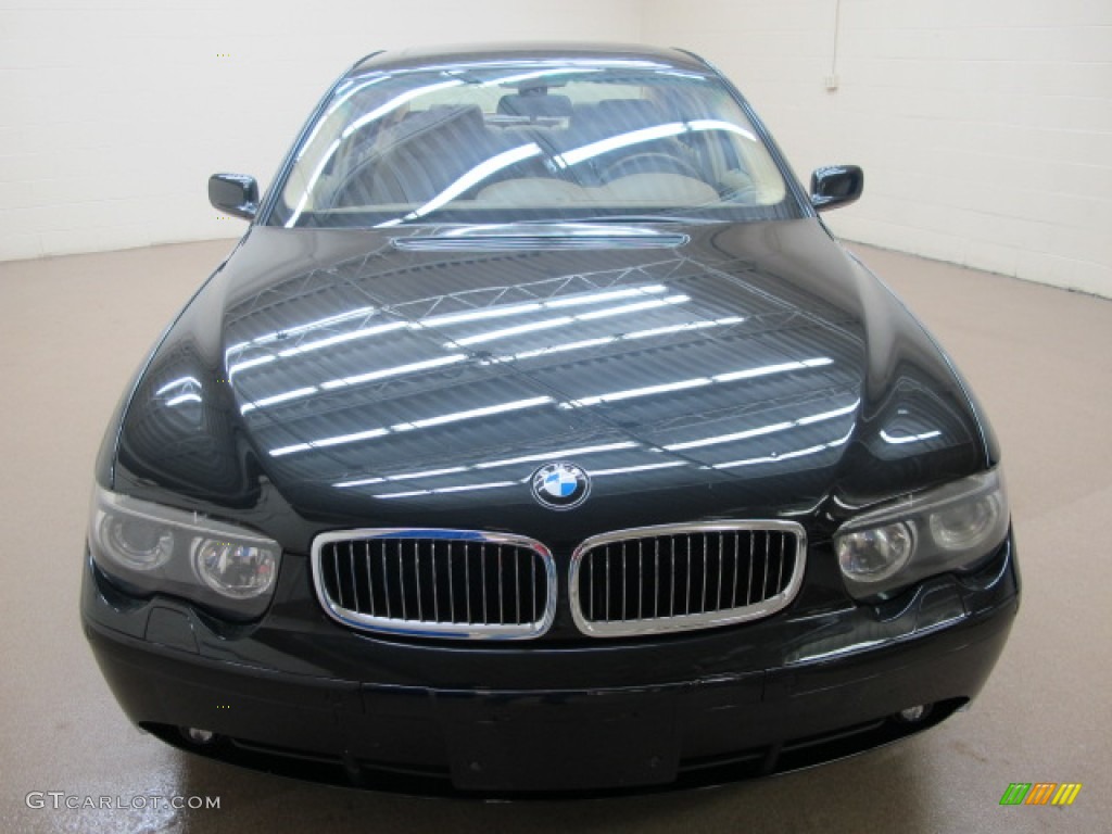 2003 7 Series 745i Sedan - Black Sapphire Metallic / Dark Beige/Beige III photo #2