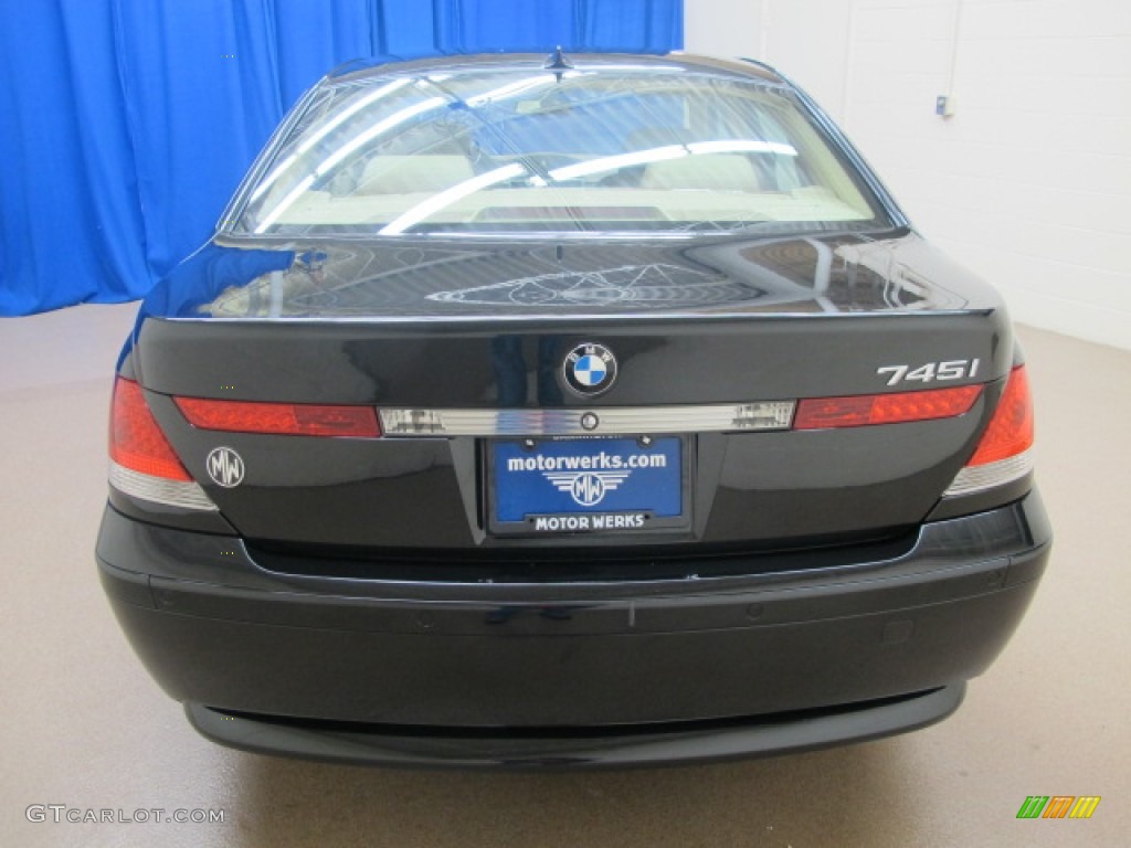 2003 7 Series 745i Sedan - Black Sapphire Metallic / Dark Beige/Beige III photo #7