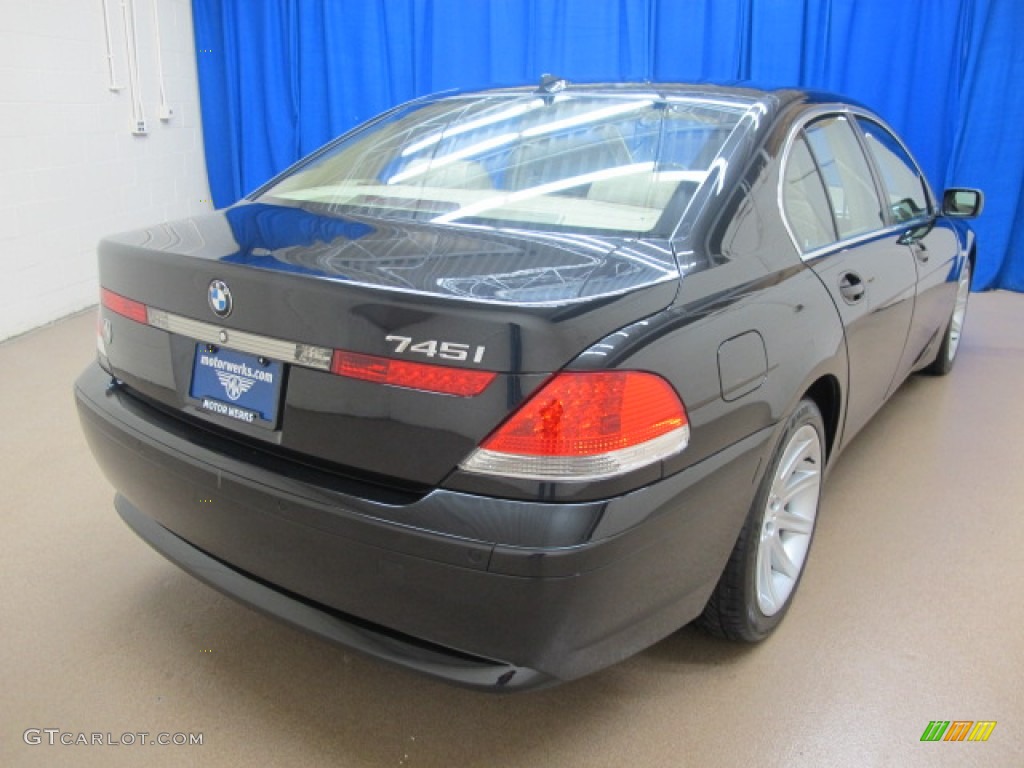 2003 7 Series 745i Sedan - Black Sapphire Metallic / Dark Beige/Beige III photo #9