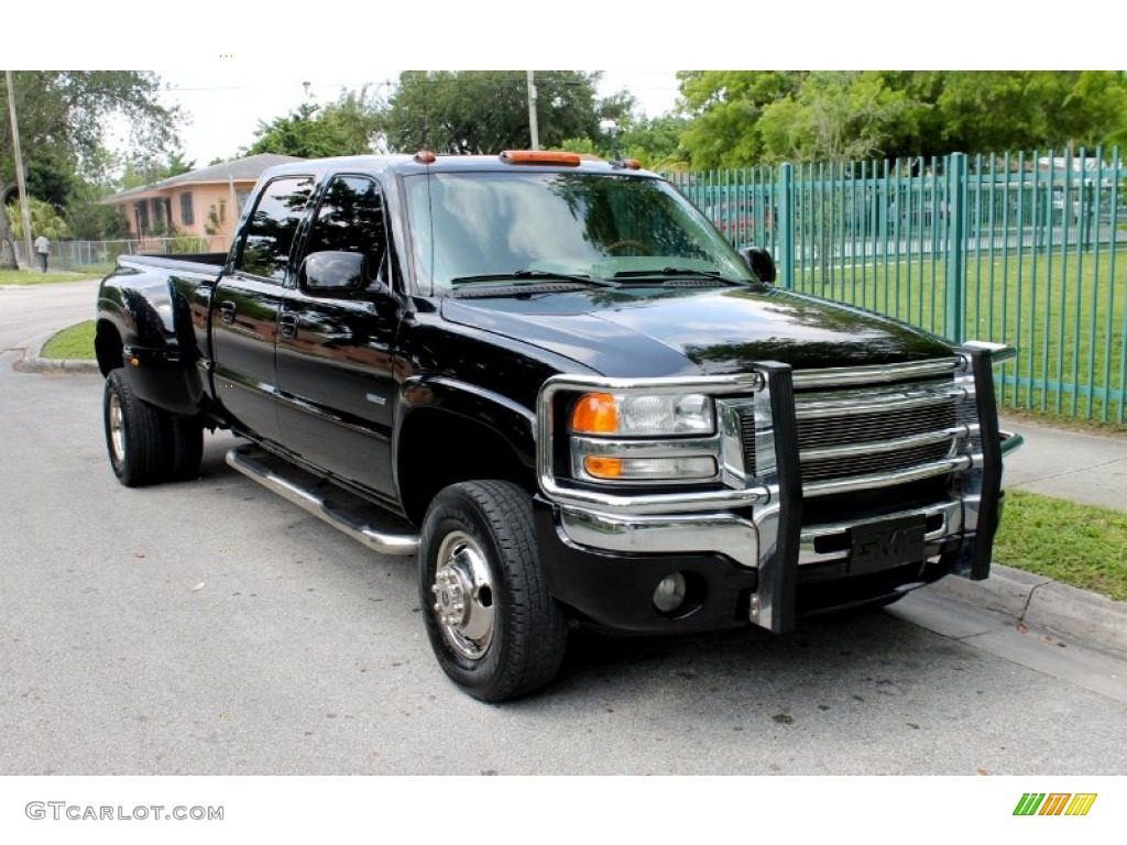 2006 Sierra 3500 SLT Crew Cab 4x4 Dually - Onyx Black / Neutral photo #2