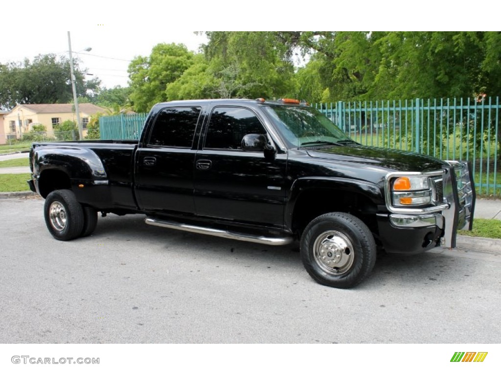 2006 Sierra 3500 SLT Crew Cab 4x4 Dually - Onyx Black / Neutral photo #4