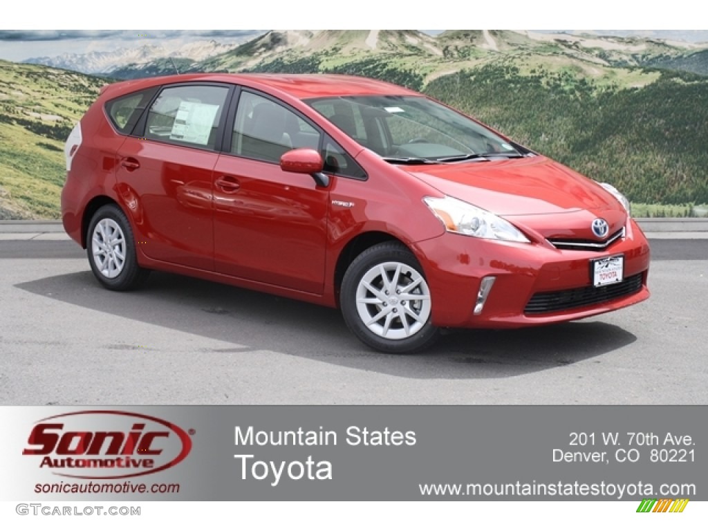 2012 Prius v Two Hybrid - Barcelona Red Metallic / Dark Gray photo #1