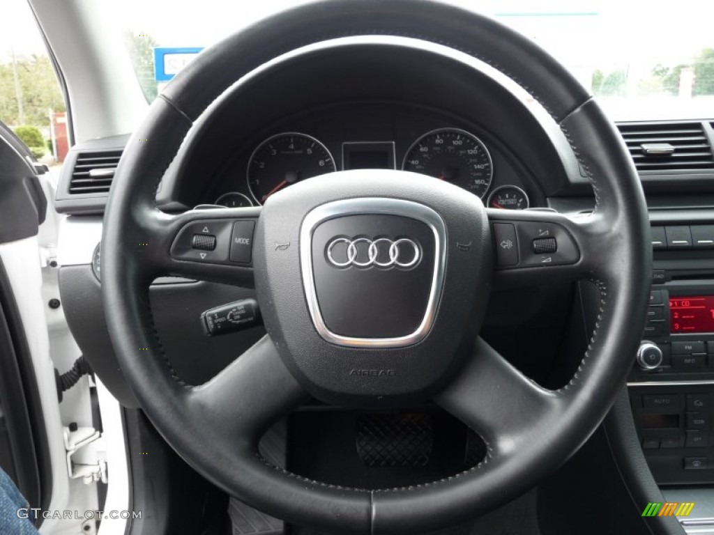2008 Audi A4 2.0T Sedan Black Steering Wheel Photo #65437733