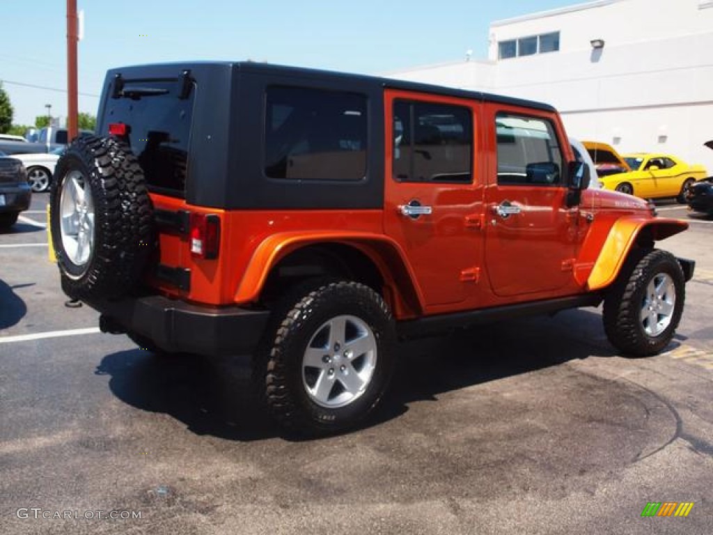 2010 Wrangler Unlimited Rubicon 4x4 - Mango Tango Pearl / Dark Slate Gray/Medium Slate Gray photo #3