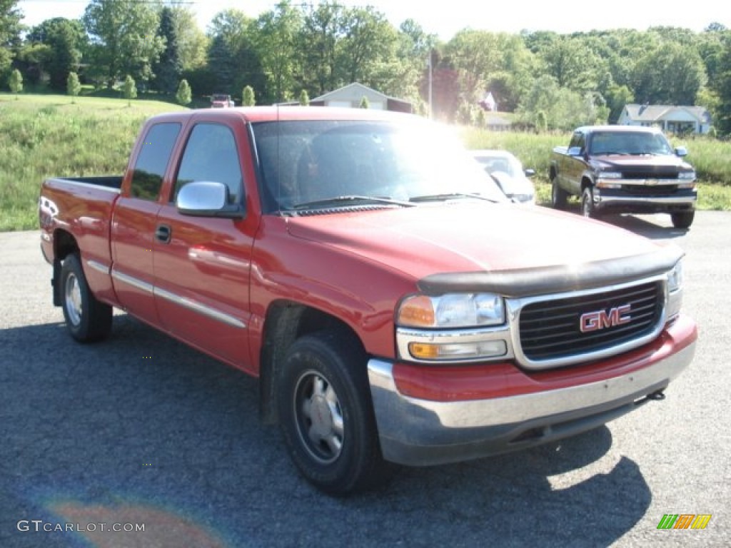 2001 Sierra 1500 SLE Extended Cab 4x4 - Fire Red / Graphite photo #1