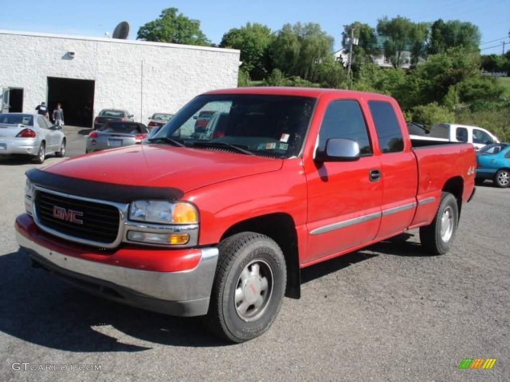 2001 Sierra 1500 SLE Extended Cab 4x4 - Fire Red / Graphite photo #3