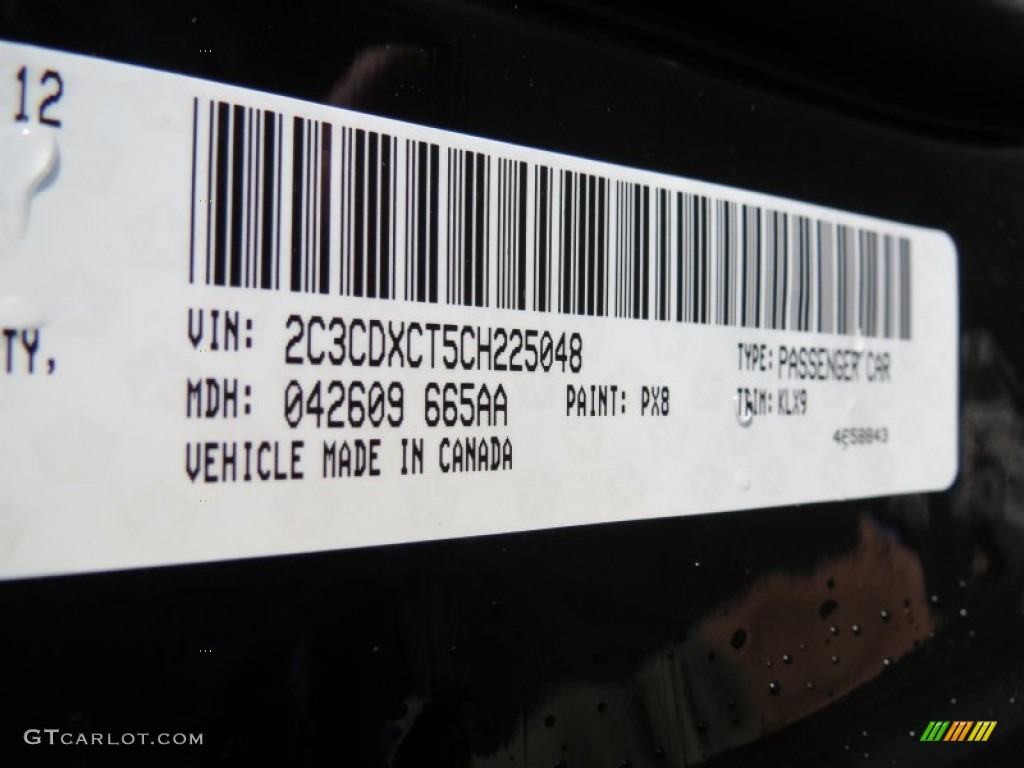 2012 Charger Color Code PX8 for Pitch Black Photo #65449672