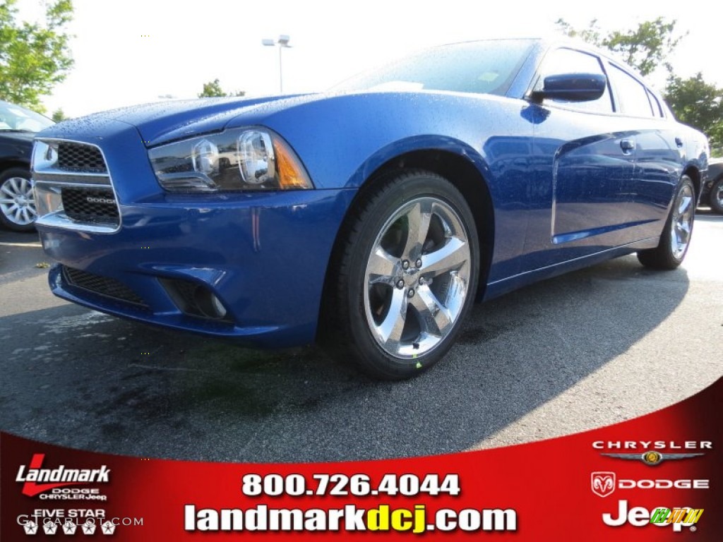 2012 Charger SXT - Blue Streak Pearl / Black photo #1