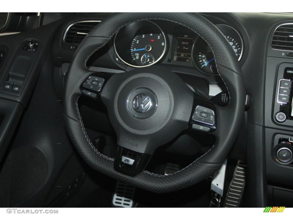 2012 Volkswagen Golf R 2 Door 4Motion R Titan Black Leather Steering Wheel Photo #65455606