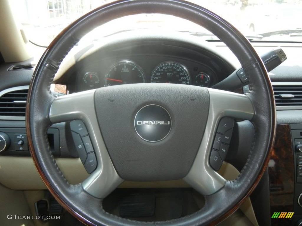 2009 GMC Sierra 1500 Denali Crew Cab Cocoa/Light Cashmere Steering Wheel Photo #65455840
