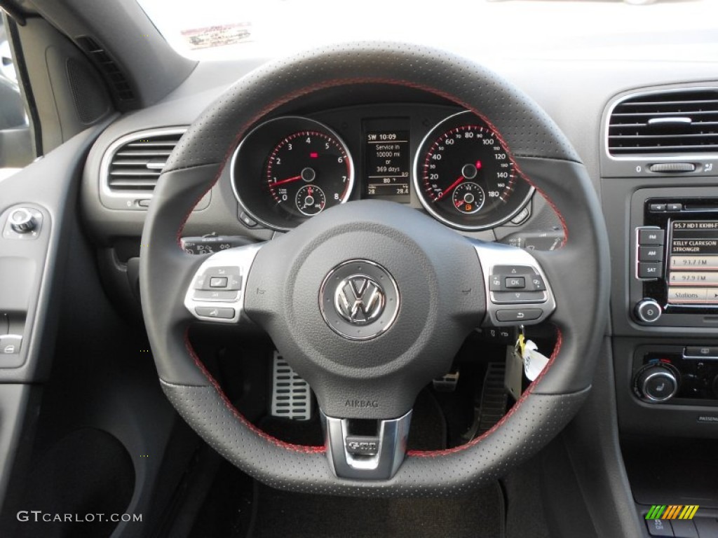 2012 Volkswagen GTI 2 Door Interlagos Plaid Cloth Steering Wheel Photo #65462236