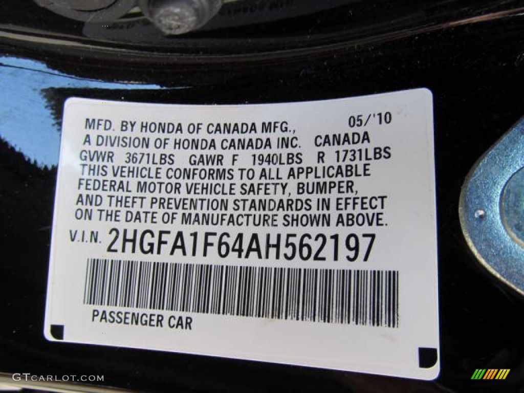 2010 Civic LX-S Sedan - Crystal Black Pearl / Black photo #14