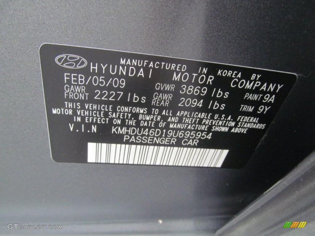 2009 Elantra SE Sedan - Carbon Gray / Gray photo #24