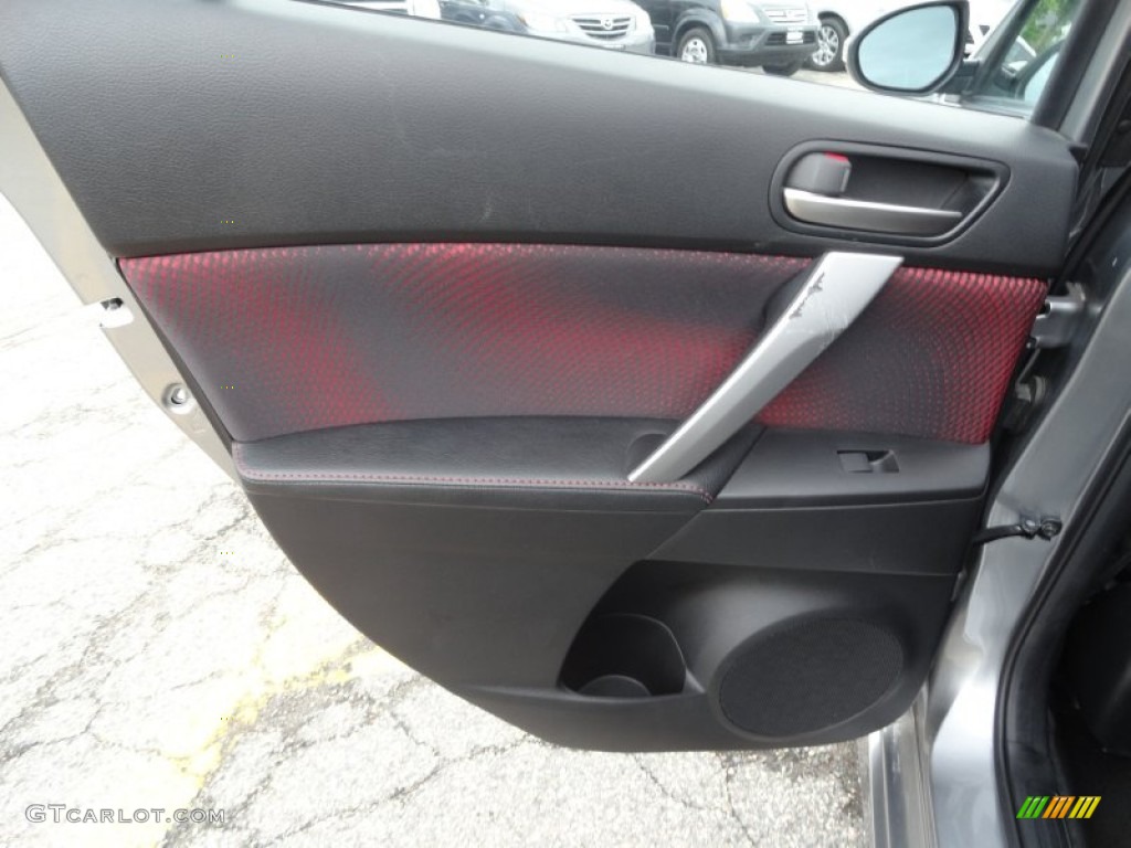 2010 Mazda MAZDA3 MAZDASPEED3 Grand Touring 5 Door Black/Red Door Panel Photo #65486389