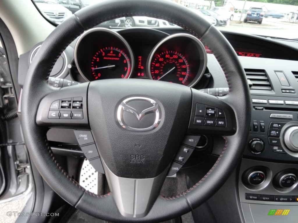 2010 Mazda MAZDA3 MAZDASPEED3 Grand Touring 5 Door Black/Red Steering Wheel Photo #65486443