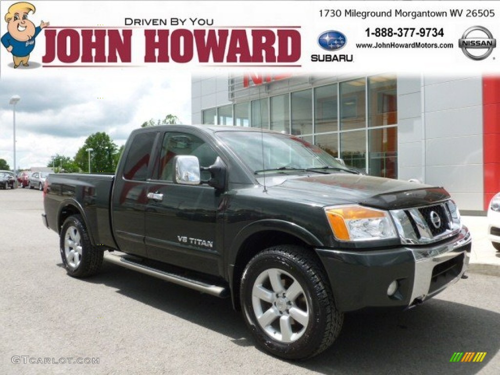2008 Titan LE King Cab 4x4 - Timberline Green / Almond photo #2
