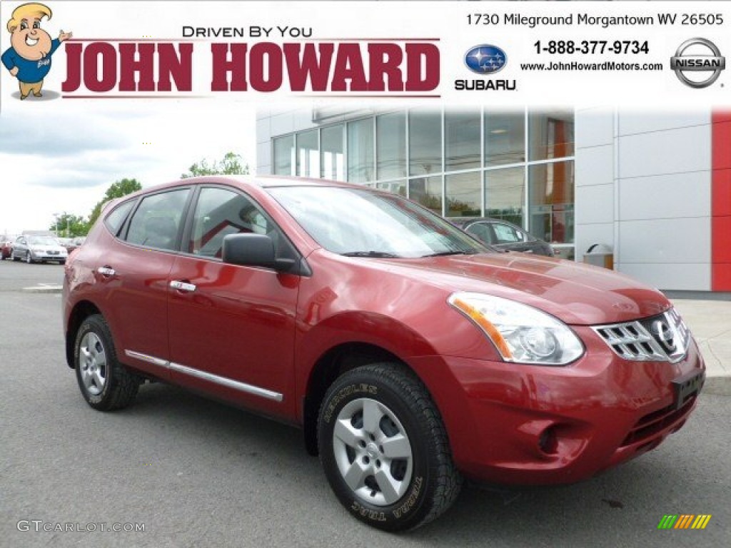 2011 Rogue S AWD - Cayenne Red / Black photo #1