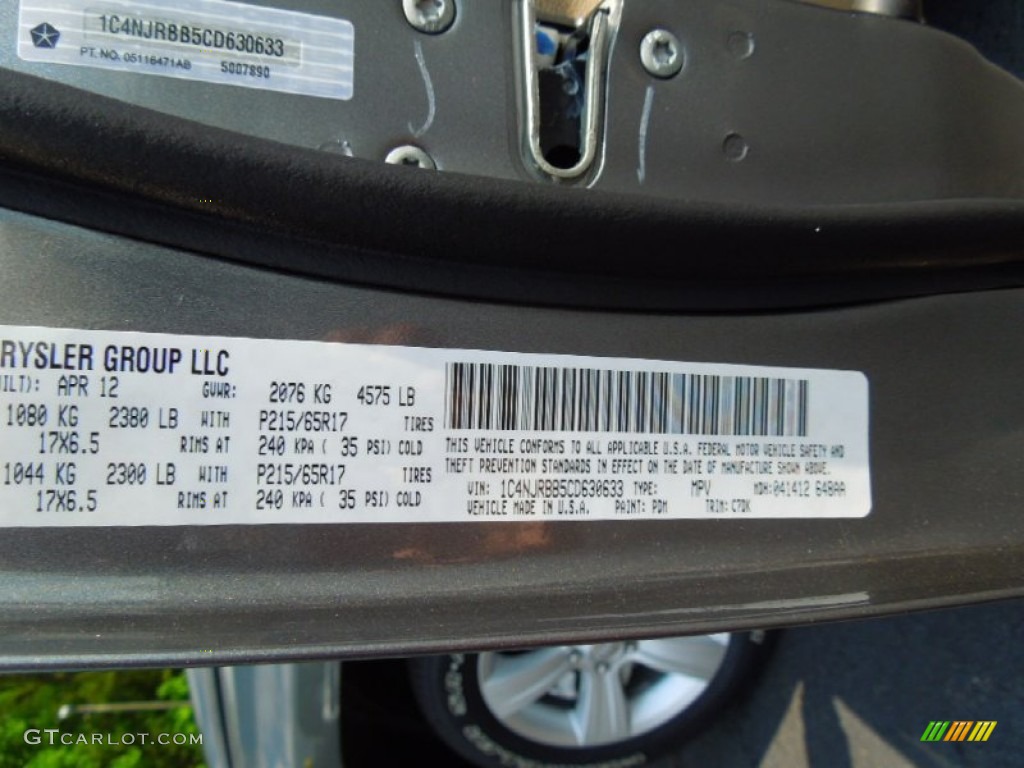 2012 Jeep Patriot Sport 4x4 Parts Photos