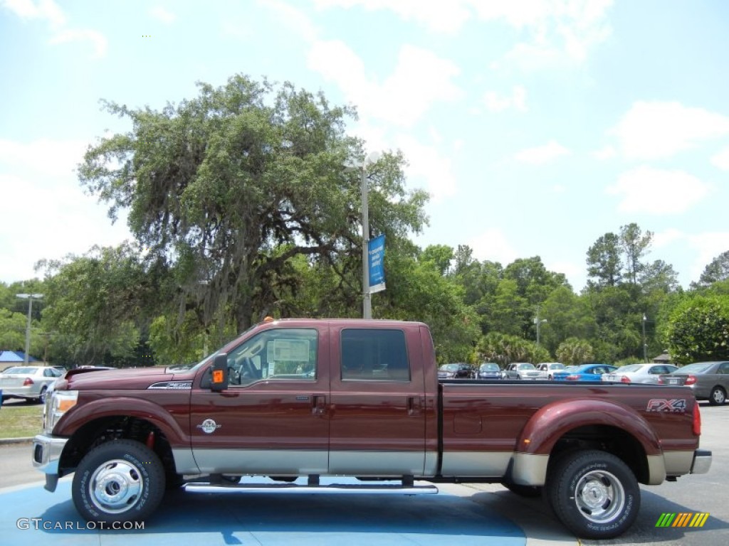 2012 F350 Super Duty Lariat Crew Cab 4x4 Dually - Autumn Red / Adobe photo #2