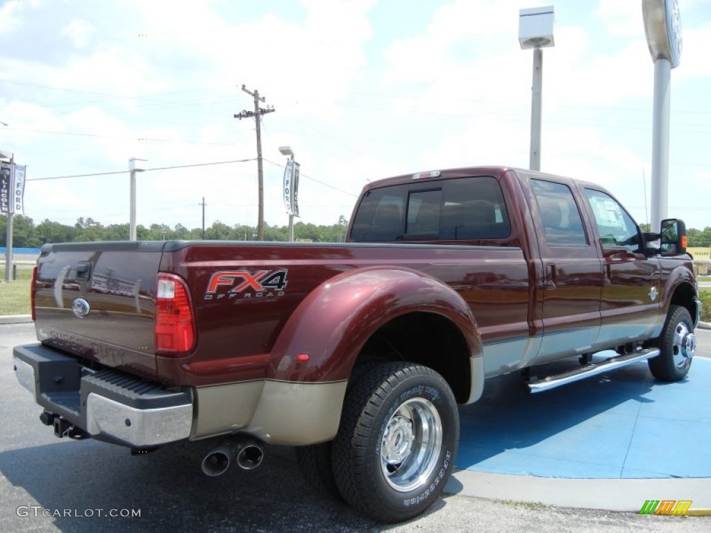2012 F350 Super Duty Lariat Crew Cab 4x4 Dually - Autumn Red / Adobe photo #3