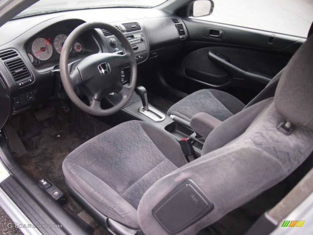 Black Interior 2002 Honda Civic LX Coupe Photo #65495347