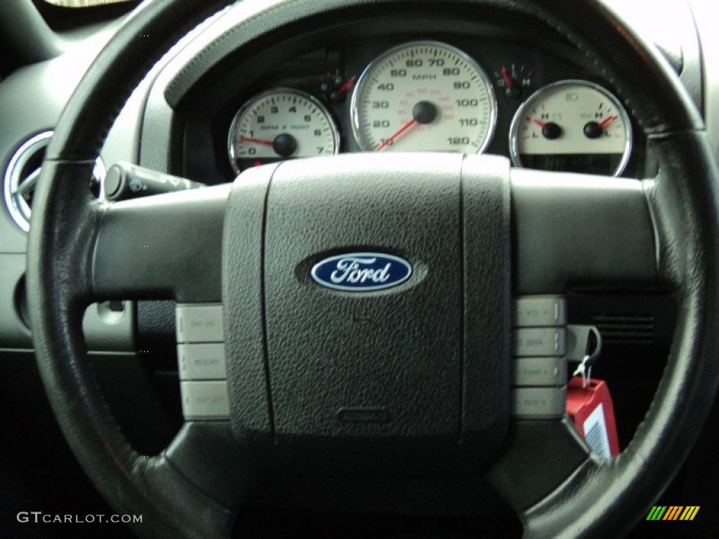 2008 Ford F150 Lariat SuperCrew Black Steering Wheel Photo #65496716