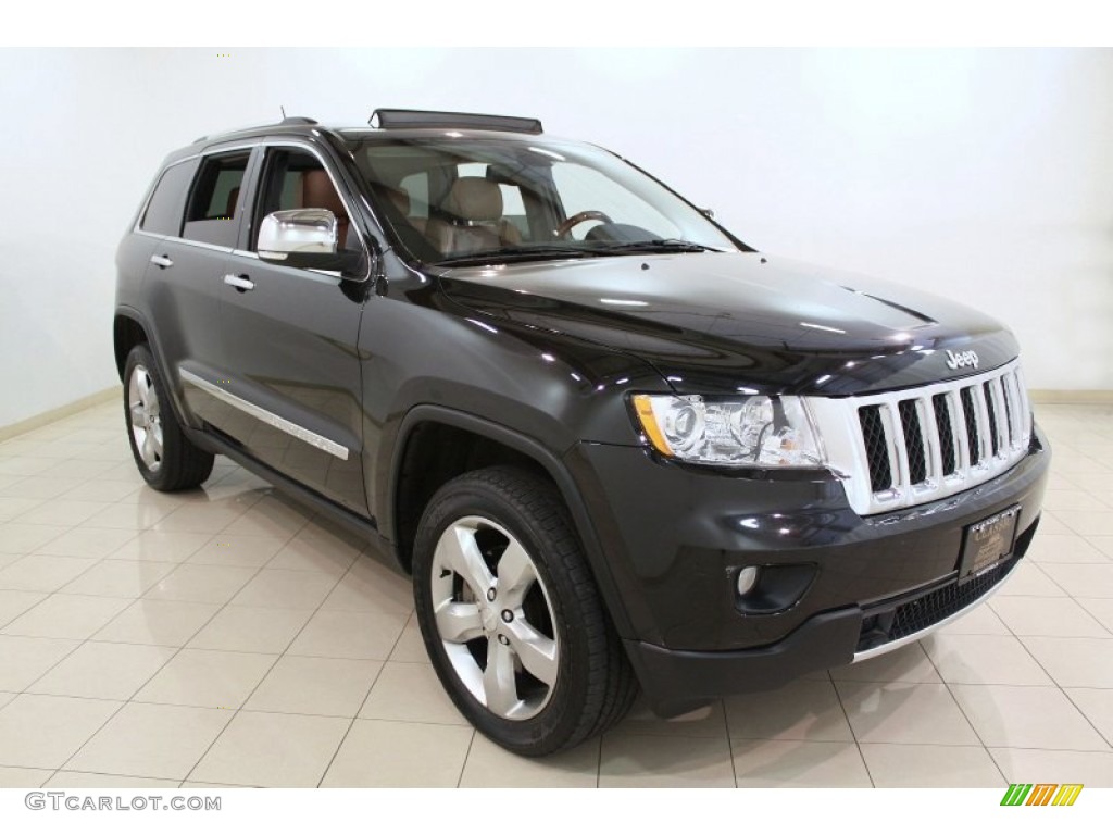 2011 Grand Cherokee Overland 4x4 - Brilliant Black Crystal Pearl / New Saddle/Black photo #1