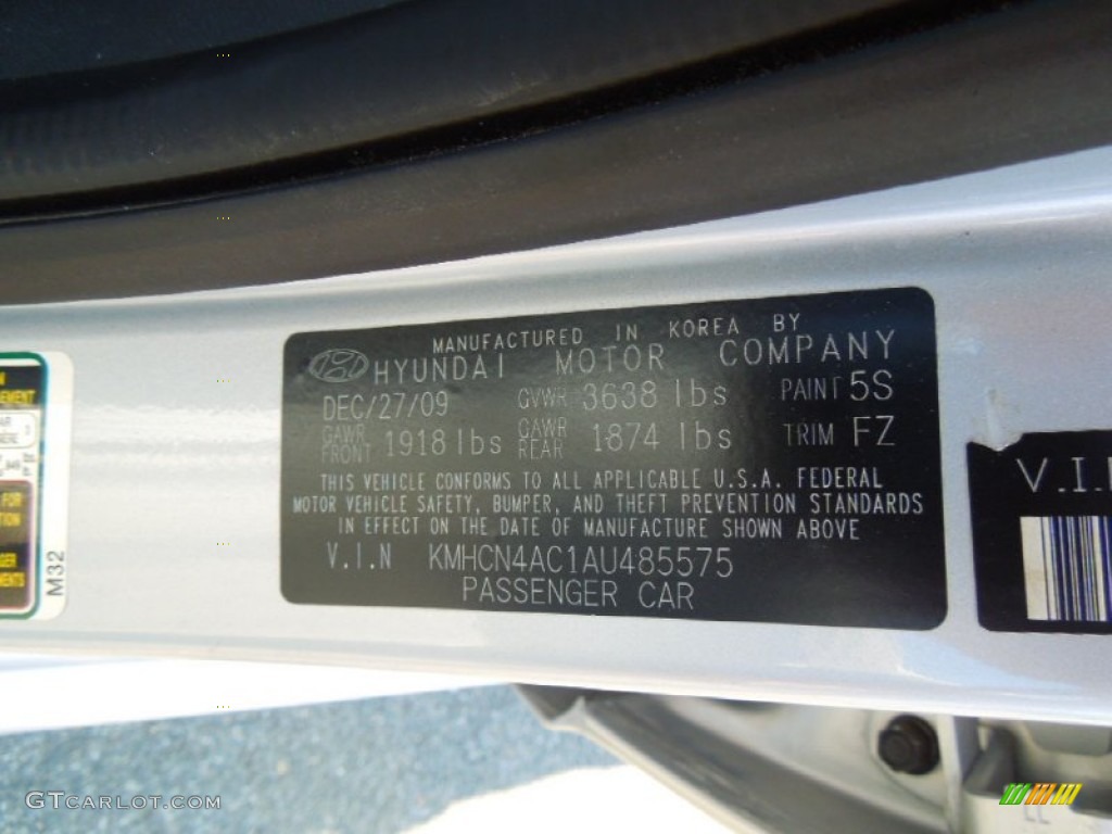 2010 Accent Color Code 5S for Platinum Silver Photo #65500142