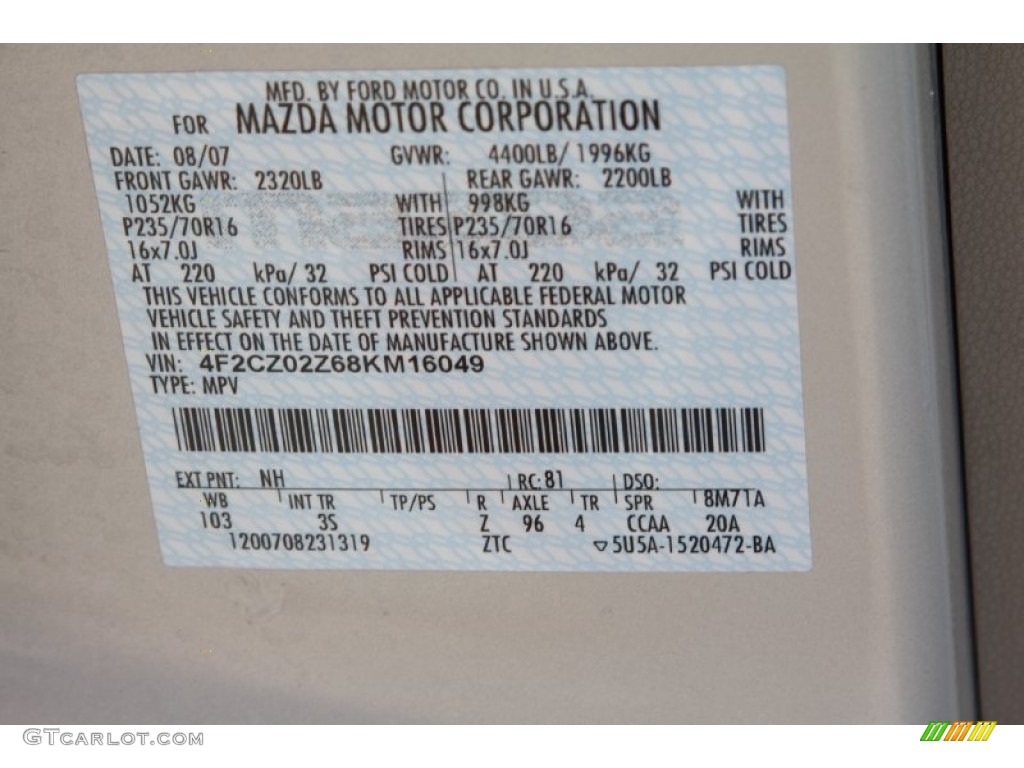 2008 Tribute Color Code NH for Light Sage Metallic Photo #65500826