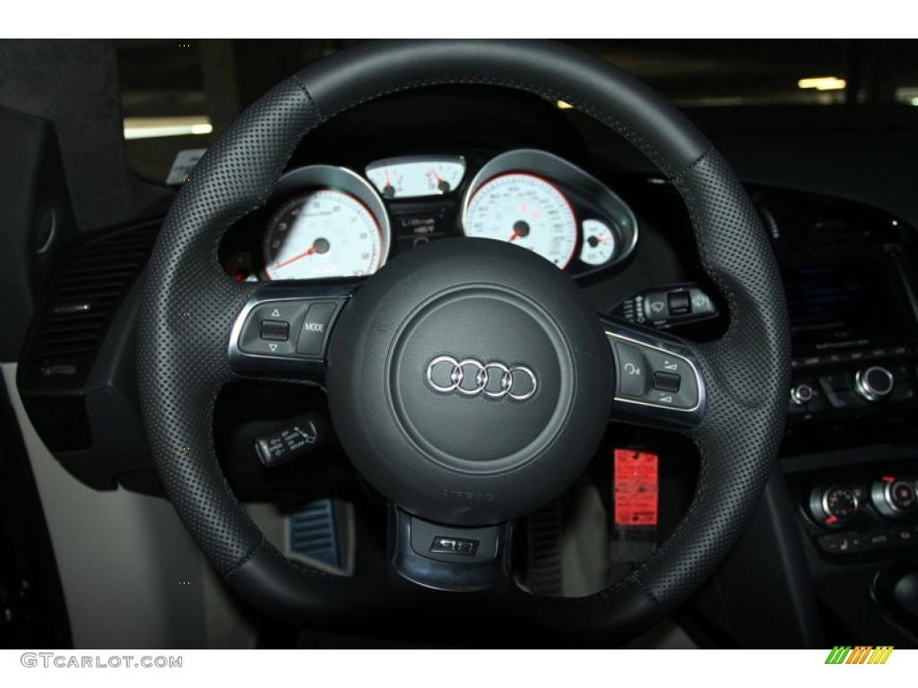 2012 Audi R8 5.2 FSI quattro Limestone Gray Steering Wheel Photo #65501525